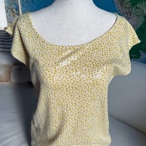 LOFT Yellow Patterned Sequin Top